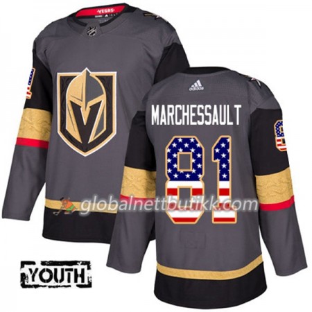 Vegas Golden Knights Hockeydrakt Jonathan Marchessault 81 2017-2018 Grå USA Flag Fashion Adidas Authentic - Barn